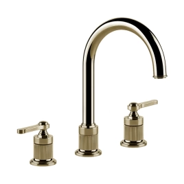 GESSI VENTI20 Смеситель для раковины на 3 отверстия, высота излива 168 мм, в комплекте с донным клапаном, цвет Brass PVD (65015#710)