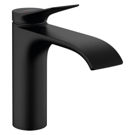 HANSGROHE VIVENIS Смеситель для раковины на 1 отверстие, однорычажный, в комплекте с донным клапаном, цвет черный матовый (75020670)