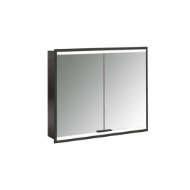 Emco Prime Зеркальный шкаф с подсветкой LED2 Facelift встраив. модель, 800 mm, 2-дверки, IP 20, цвет черный зеркальная задняя стенка (9497 135 34)