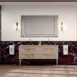 OASIS PRESTIGE Ножки для тумбы 50х50х310 мм, комплект 2 шт, фурнитура золото, цвет Tortora глянцевый (0PRGB030GORG501)