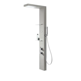 Hafro Light Душевая колонна 156x55x18см верхний душ, термостат, 4 вертик.струи, 2 полки, серый efeso (без подсветки!) (4LHA4N0 grigio efeso)
