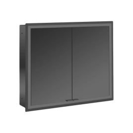 EMCO Prime Зеркальный шкаф 800xh700мм с подсветкой, встраиваемый, 2 двери, 2 полки, розетка, цвет: черный (9497 060 72)