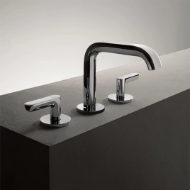 Fantini Icona Deco Смеситель для раковины, 3 отв, с нажимн. донным клапаном, излив 145мм, цвет: хром (53 02 R106)