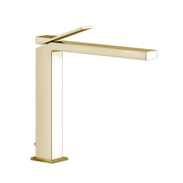 GESSI RETTANGOLO K Смеситель для раковины высокий на 1 отверстие, однорычажный, с донным клапаном, цвет Brushed Brass PVD (53003#727)
