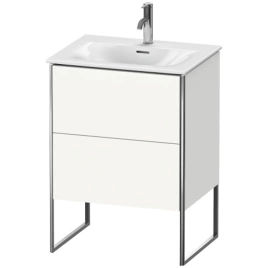 Duravit XSquare Тумба напольная под раковину 234463, 2 яшика, встроенные ножки с регулировкой по высоте, 592x610x478мм, цвет White High Gloss (XS452202222)