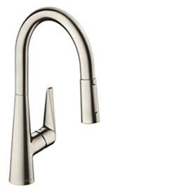 Hansgrohe Talis M51 Смеситель для кухни на 1 отв, поворотный излив 213мм с вытяжным душем, 2jet, h185мм, цвет: под сталь (73851800)