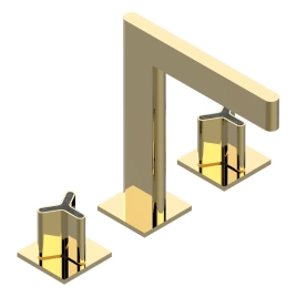 THG ICON-X CARBONE GOLD Смеситель для раковины на 3 отверстия, с донным клапаном, цвет полированное золото (U7S-F01-151)