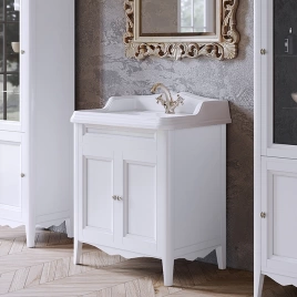 TW Veronica, База с раковиной Simas AR834bix1 73x54см с 1отв. под смеситель, 2 расп. дверки, доводч. Blum, ручки: Riflesso бронза, цвет: bianco (VER2073-B+AR834bix1 комплект)