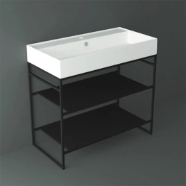 SIMAS AGILE Структура металлическая 91x46xh72 см, напольная, для раковины AG91, с 2 полками, цвет черный матовый (AGSA91)
