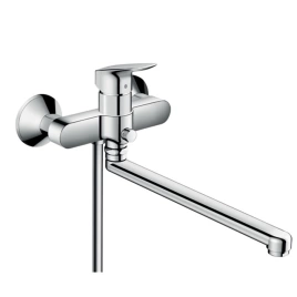 Hansgrohe Logis Смеситель для ванны, настенный, поворотный излив 300мм, с переключателем на душ, цвет: хром (71402000)