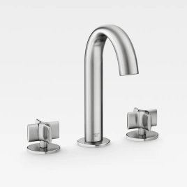 ARMANI ROCA BAIA Смеситель для раковины на 3 отверстия, с хромированным донным клапаном, цвет Brushed steel (7.5A36.7.6VS.0)