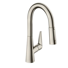 Hansgrohe Talis M51 Смеситель для кухни, на 1 отв однорычажный, поворотный излив 185мм с вытяжным душем, 2jet, h152мм, цвет: под сталь (72815800)