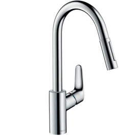 Hansgrohe Focus M41 Смеситель для кухни на 1 отв, поворотный излив 220мм с вытяжным душем, 2jet, h226мм, sBox, цвет: хром (73880000)