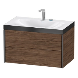 Duravit XViu Тумба подвесная 503x800x480мм, 2 ящика, с раковиной без перелива, с 2 отв под смес, цвет: walnut dark (XV4615EB221P)