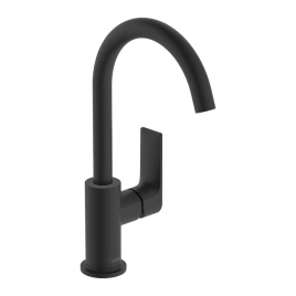 Hansgrohe Rebris E Смеситель для раковины 210, с поворотным изливом, с д/клапаном, цвет матовый черный (72576670)