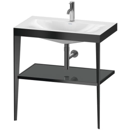 Duravit XViu Консоль напольная, 850x800x480мм с полкой, с раковиной без перелива, 1 отв, цвет: black matt/flannel grey high gloss lacquer (XV4715OB289)