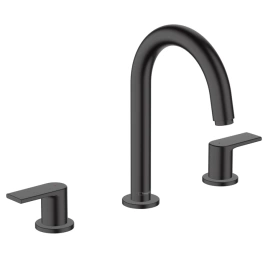 Hansgrohe Vernis Shape Смеситель для раковины, на 3 отв, с донным клапаном, излив 166мм, h151мм, цвет: матовый черный (71563670)