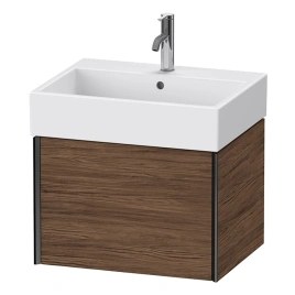 Duravit XViu Тумба подвесная 397x584x454мм, для раковины 235060, 1 ящик, цвет: walnut dark/черный матовый (XV42340B221)