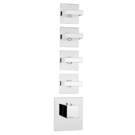 Bossini Rectangular Термостат для душа, встраиваемый (внешняя часть), с девиаторм/3 запорных вентиля на 5 выходов, уст-ка верт/гор, цвет: хром (Z033208.030)