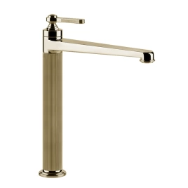 GESSI VENTI20 Смеситель для раковины на 1 отверстие, однорычажный, высокий, в комплекте с донным клапаном, цвет Brass PVD (65003#710)
