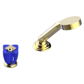 THG PETALE DE CRISTAL BLEU Смеситель на борт ванны на 2 отверстия, прогрессивный, без излива, цвет полированное золото (U6B-F01-6532/60A)