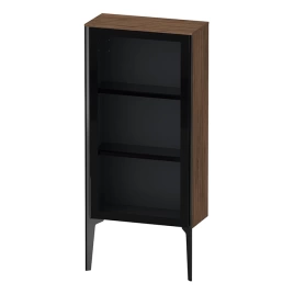 Duravit XViu Шкаф подвесной 890x500x240мм, со стеклянной дверью, 2 стеклянные полки (петли справа), цвет: walnut dark/черный матовый (XV1361RB221)