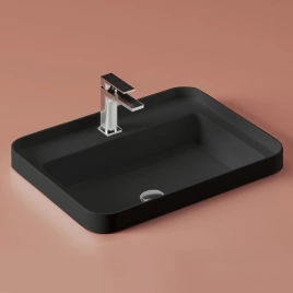 Artceram Fuori Scala Раковина 60х45 см, с 1 отв. под смеситель, встраиваемая, без перелива, цвет: черный матовый (TFL034 17 00)