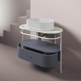 Artceram Flair 4.0 Консоль металлическая с раковиной 95x48хh75см., напольная, с выдвижным ящиком и мраморной столешницей, цвет: белый матовый (ATL002 01 00)
