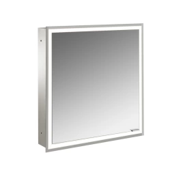 EMCO Prime Зеркальный шкаф 600xh700мм с подсветкой, встраиваемый, 1 дверь, L, 2 полки, розетка, цвет: белый (9497 061 69)