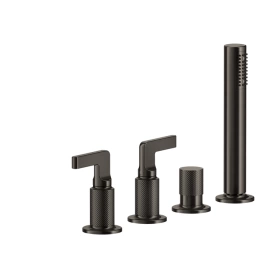 GESSI INCISO Смеситель для ванны на 4 отверстия для наполнения через слив-перелив, переключатель, с ручным душем, цвет: Black XL (58043#299)