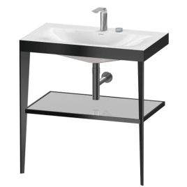 Duravit XViu Консоль напольная, 850x800x480мм с полкой, с раковиной без перелива, 2 отв, цвет: black matt/crome (XV4715EB210)