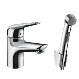 Hansgrohe Novus Набор для биде: смеситель для раковины на 1 отв, излив 107мм, h67мм, душ бидетте с держателем и шланг 1,6м, цвет: хром (71144000)