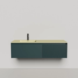 SALINI Domino Тумба со стол-цей и раковиной Onda Plus 1400х500х400 из S-Stone в сборе,д/к, крепеж, металл/сифон, фасад эмаль Ral6004, столеш. Ral1000 (27D114ON Ral6004+Ral1000)