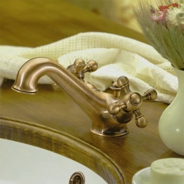 CISAL Arcana Ceramic Смеситель двухвентильный для раковины на 1 отверстие с донным клапаном, цвет бронза (AC00051027)