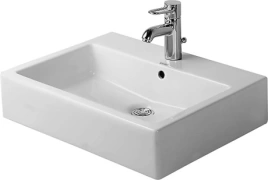 Раковина Duravit Vero Умывальник шлифованный без перелива с 3 отв под смеситель включая крепление 600x470мм Цвет Белый (454600073)
