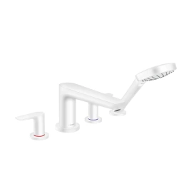 Hansgrohe Talis E Смеситель на борт ванны, на 4 отв, с ручным душем, излив 196мм, цвет: белый матовый (71748700)