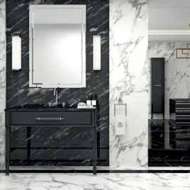 OASIS RIVIERE Столешница мраморная 1220х560х20 мм, с 1 отверстием для раковины, с 3 отверстиями для смесителя, мрамор Nero Assoluto (0RETMS122LNA)