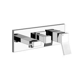 Gessi Rettangolo K Встраиваемый смеситель однорычажный, подводом воды, держателем лейки и переключателем PUSH(внешние части), цвет: хром (53140#031)