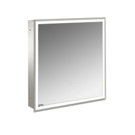 EMCO Prime Зеркальный шкаф 600xh700мм с подсветкой, встраиваемый, 1 дверь, R, 2 полки, розетка, цвет: белый (9497 061 70)