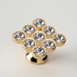 EBAN Strass Swarovskix9, ручка-кнопка для мебели, цвет: золото+Swarovski (9стразиков) (FACSTPO09OR)