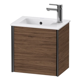 Duravit XViu Тумба подвесная 557x510x420мм, для раковины 072343, 1 дверь, (петли слева), цвет: walnut dark/черный матовый (XV4024LB221)