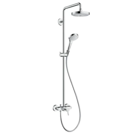 HG Croma Select S Душевая система Showerpipe: верх.душ 180 2jet, ручн.душ, шланг, смеситель для душа, цвет: белый/хром (27255400)