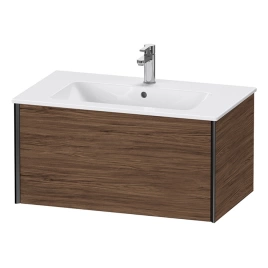 Duravit XViu Тумба подвесная 400x810x480мм, для раковины 233683, 234583, 234683, 1 ящик, цвет: walnut dark/черный матовый (XV40260B221)