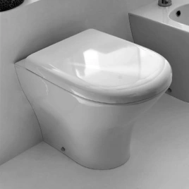 Kerasan Aquatech Унитаз напольный, безободковый,555х355 мм, слив в стену, в комплекте с крепежом WB5N, цвет: белый (371801)