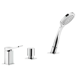 GESSI Rilievo Смеситель на борт ванны на 3 отв, с убирающаяся душевой лейкой, для наполнения через слив-перелив, цвет: хром (59043#031)
