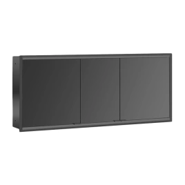 EMCO Prime2 Зеркальный шкаф 1600xh700мм с подсветкой, встраиваемый, 3 двери, 4 полки, розетка, цвет: черный (9497 060 58)