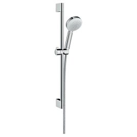 HG Crometta Душевой набор: штанга 650mm, ручной душ 100, 1jet (Rain), EcoSmart, шланг, цвет: белый/хром (26655400)
