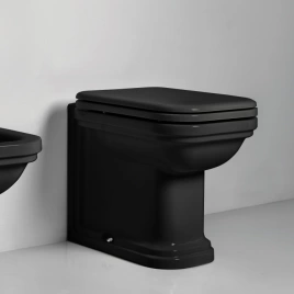 Kerasan Waldorf Унитаз напольный пристенный 55х37см, выпуск универсальный, цвет: черный (411804 Nero lucido)
