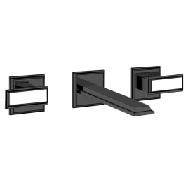 Gessi Eleganza Встраиваемый смеситель для раковины на 3 отверстия, без донного клапана, с изливом(внешние части), цвет: черный металлик (46090#706)