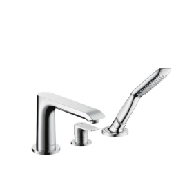 Hansgrohe Metris Смеситель на борт ванны на 3 отв, излив 194мм. Ручной душ, цвет: хром (31190000)